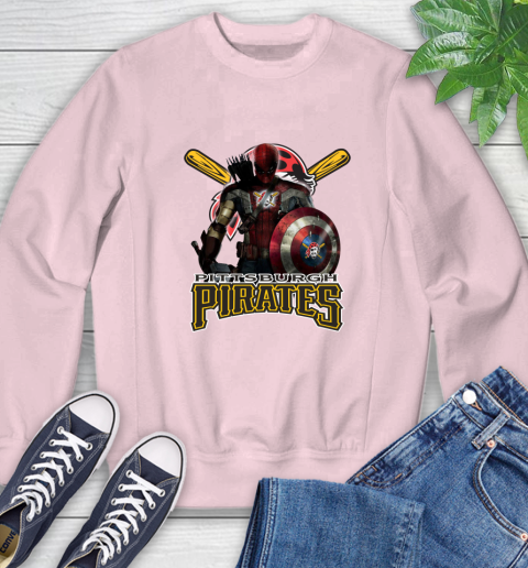 MLB Captain America Thor Spider Man Hawkeye Avengers Endgame Baseball Pittsburgh Pirates Sweatshirt 9