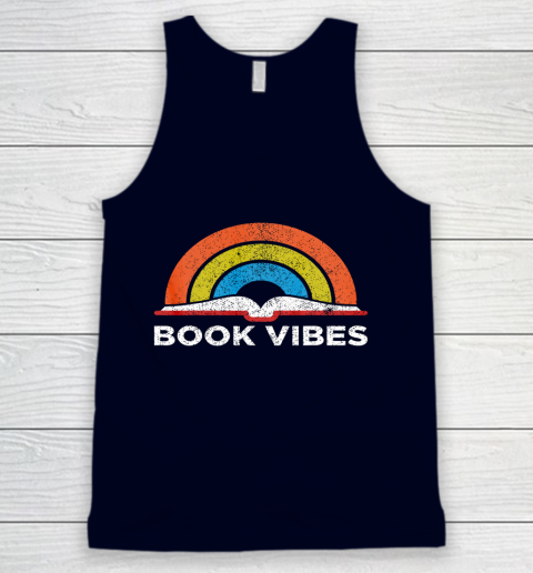 Reading Rainbow t shirt Vintage Retro Book Vibes Rainbow Gift for Reading Lovers Tank Top 2