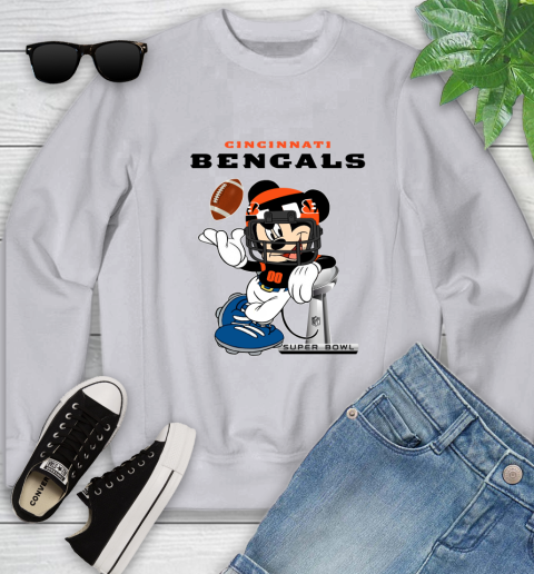 NFL Cincinnati Bengals Mickey Mouse Disney Super Bowl Football T Shirt Youth Sweatshirt 4