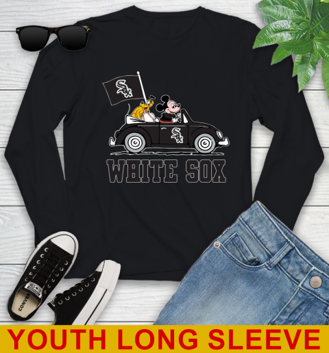 MLB Baseball Chicago White Sox Pluto Mickey Driving Disney Shirt Youth Long Sleeve 2