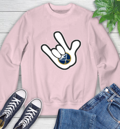 Buffalo Sabres NHL Hockey Mickey Rock Hand Disney Sweatshirt 9