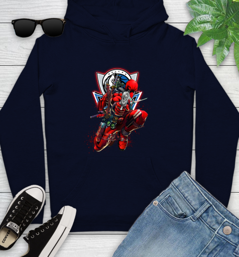 NBA Deadpool Marvel Comics Sports Basketball Dallas Mavericks Youth Hoodie 4