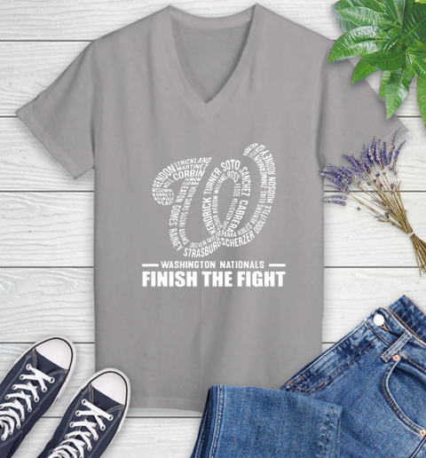 Washington Nationals finish the fight Women's V-Neck T-Shirt 4