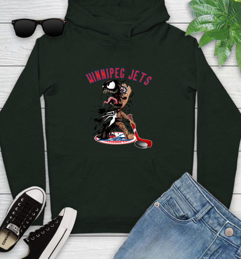 NHL Winnipeg Jets Hockey Venom Groot Guardians Of The Galaxy Youth Hoodie 13