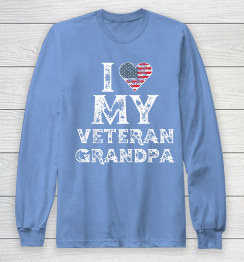 I Love My Veteran Grandpa Vintage Veteran's Day Long Sleeve T-Shirt 8