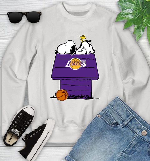 Los Angeles Lakers NBA Basketball Snoopy Woodstock The Peanuts Movie Youth Sweatshirt