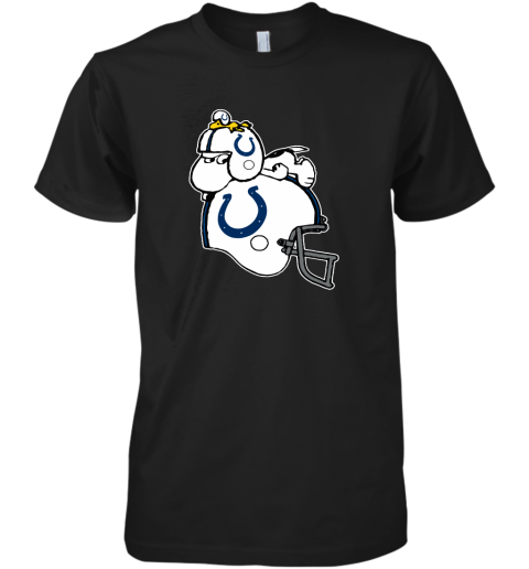 Snoopy And Woodstock Resting On Indianapolis Colts Helmet Premium Men's T-Shirt