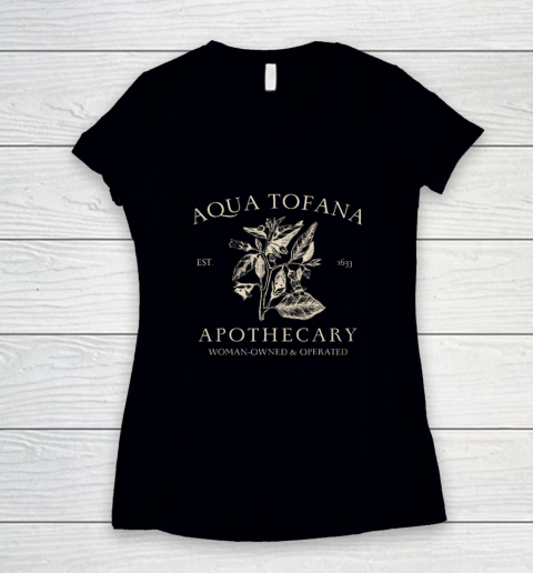 Funny Feminist Aqua Tofana Apothecary Vintage Women's V-Neck T-Shirt