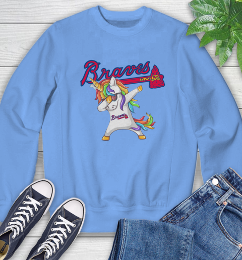 Atlanta Braves MLB Baseball Funny Unicorn Dabbing Sports Sweatshirt 11