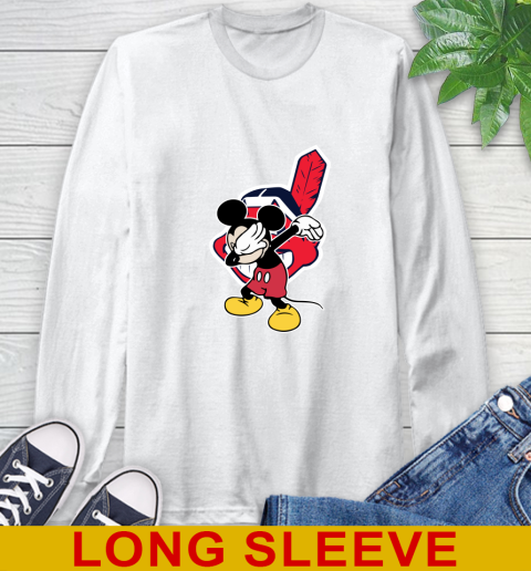 Cleveland Indians MLB Baseball Dabbing Mickey Disney Sports Long Sleeve T-Shirt