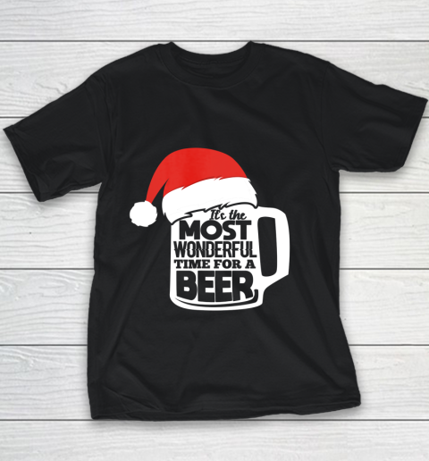 It s The Most Wonderful Time For A Beer Christmas Funny Xmas Youth T-Shirt
