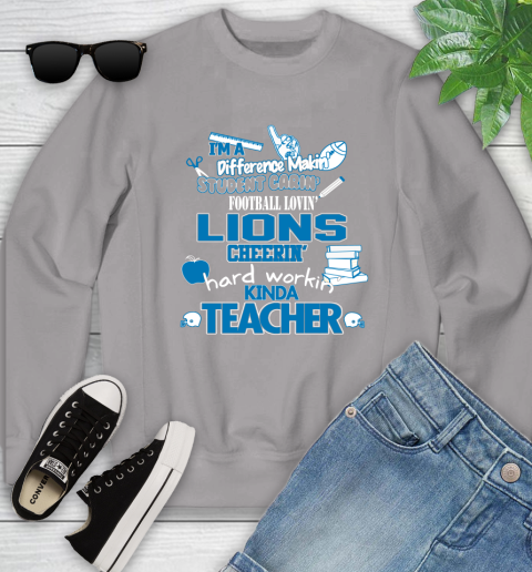 Detroit Lions NFL I'm A Difference Making Student Caring Football Loving Kinda Teacher Youth Sweatshirt 3