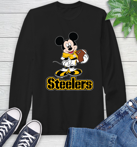 NFL Football Pittsburgh Steelers Cheerful Mickey Mouse Shirt Long Sleeve T-Shirt