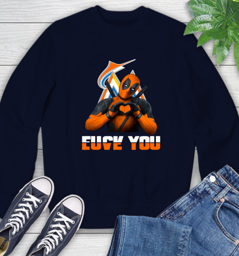 MLB Miami Marlins Deadpool Love You Fuck You Baseball Sports Sweatshirt 2