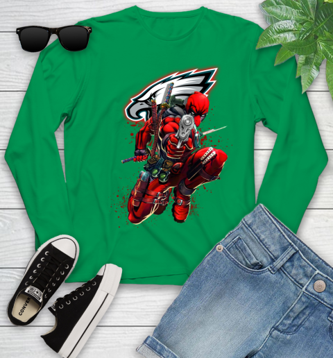 NFL Deadpool Marvel Comics Sports Football Philadelphia Eagles Youth Long Sleeve 6