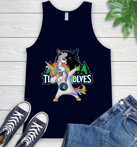 Minnesota Timberwolves NBA Basketball Funny Unicorn Dabbing Sports Tank Top 3