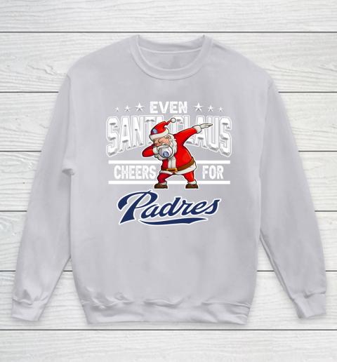 San Diego Padres Even Santa Claus Cheers For Christmas MLB Youth Sweatshirt 3