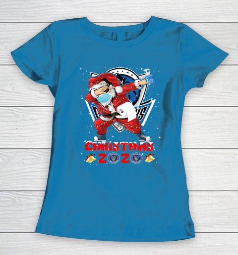Dallas Mavericks Funny Santa Claus Dabbing Christmas 2020 NBA Women's T-Shirt 6
