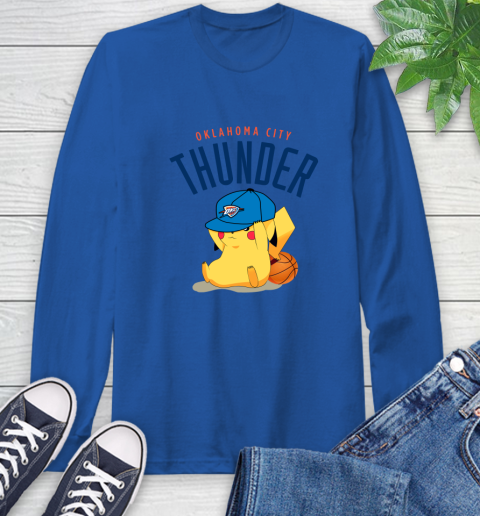 NBA Pikachu Basketball Sports Oklahoma City Thunder Long Sleeve T-Shirt 9
