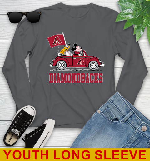 MLB Baseball Arizona Diamondbacks Pluto Mickey Driving Disney Shirt Youth Long Sleeve 9