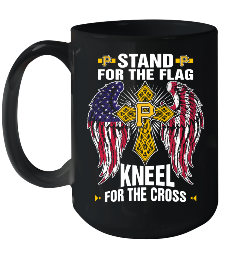 MLB Baseball Pittsburgh Pirates Stand For Flag Kneel For The Cross Shirt Ceramic Mug 15oz