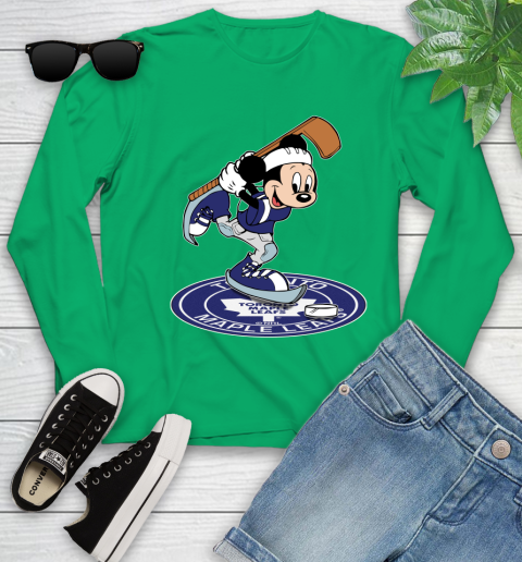 NHL Hockey Toronto Maple Leafs Cheerful Mickey Disney Shirt Youth Long Sleeve - Image 7