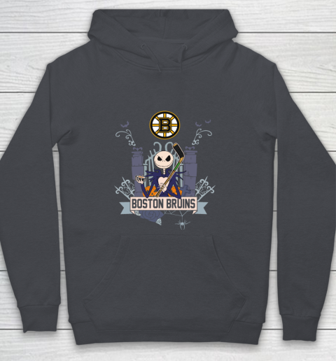 NHL Boston Bruins Hockey Jack Skellington Halloween Youth Hoodie 5