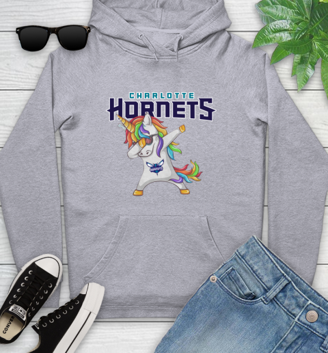Charlotte Hornets NBA Basketball Funny Unicorn Dabbing Sports Youth Hoodie 6