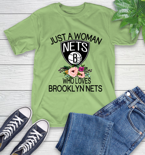 NBA Just A Woman Who Loves Brooklyn Nets Basketball Sports T-Shirt 9