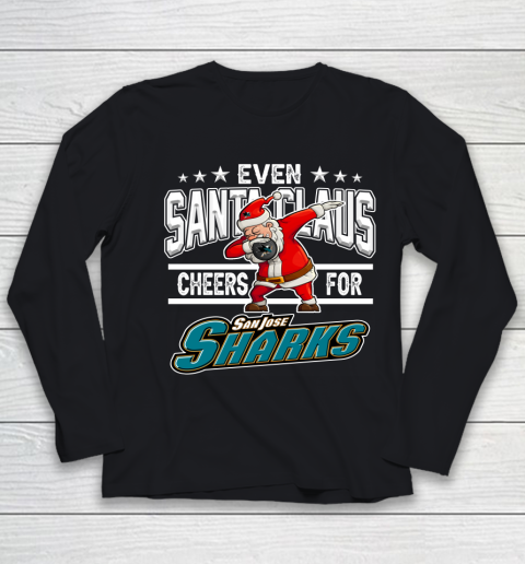 San Jose Sharks Even Santa Claus Cheers For Christmas NHL Youth Long Sleeve
