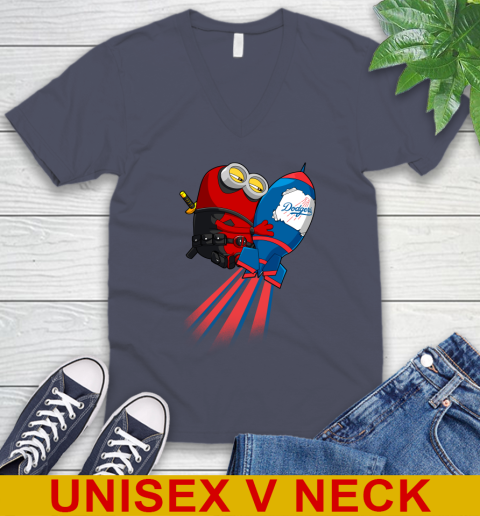 MLB Baseball Los Angeles Dodgers Deadpool Minion Marvel Shirt V-Neck T-Shirt 7