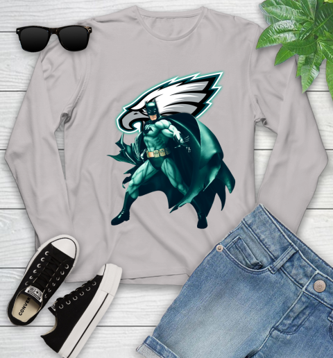 NFL Batman Football Sports Philadelphia Eagles Youth Long Sleeve 12