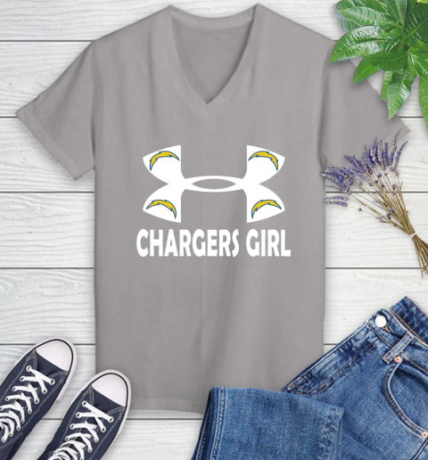 NFL Los Angeles Chargers Girl Under Armour Football Sports Women's V-Neck T-Shirt 4