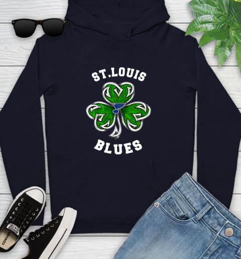 NHL St.Louis Blues Three Leaf Clover St Patrick's Day Hockey Sports Youth Hoodie 3