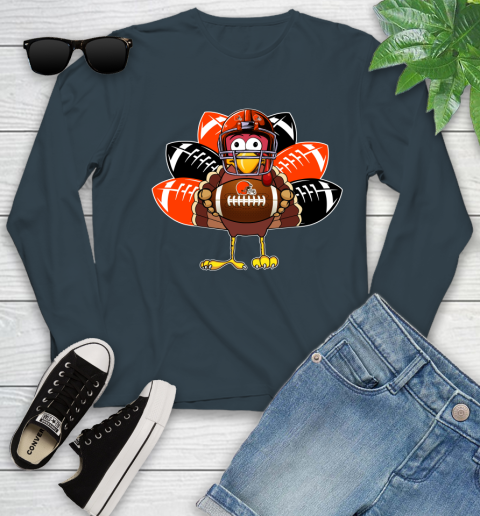 Cleveland Browns Turkey Thanksgiving Day Youth Long Sleeve - Image 9