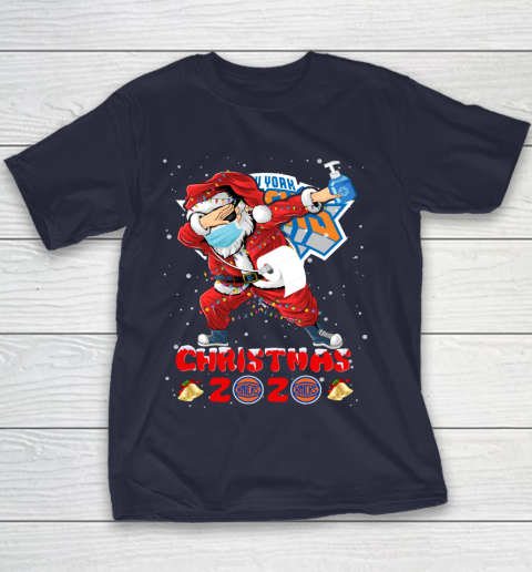 New York Knicks Funny Santa Claus Dabbing Christmas 2020 NBA Youth T-Shirt 2