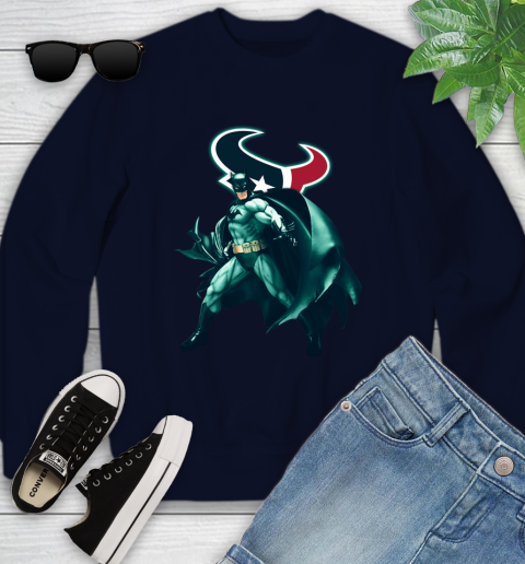 NFL Batman Football Sports Houston Texans Youth Sweatshirt 3