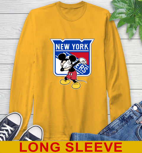 New York Rangers NHL Hockey Dabbing Mickey Disney Sports Long Sleeve T-Shirt 3
