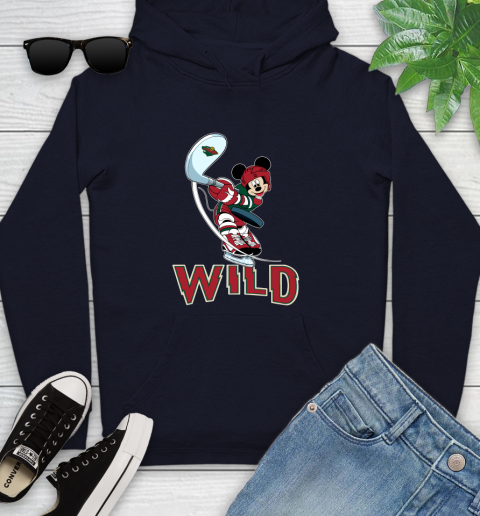 NHL Hockey Minnesota Wild Cheerful Mickey Mouse Shirt Youth Hoodie 4