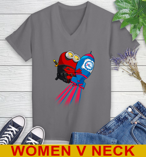 NBA Basketball Philadelphia 76ers Deadpool Minion Marvel Shirt Women's V-Neck T-Shirt 11