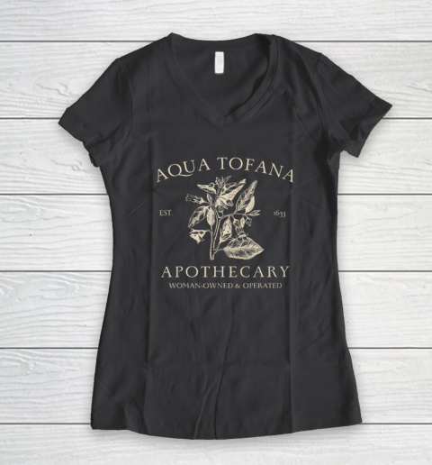 Funny Feminist Aqua Tofana Apothecary Vintage Women's V-Neck T-Shirt 4