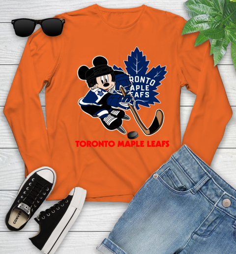 NHL Toronto Maple Leafs Mickey Mouse Disney Hockey T Shirt Youth Long Sleeve 4