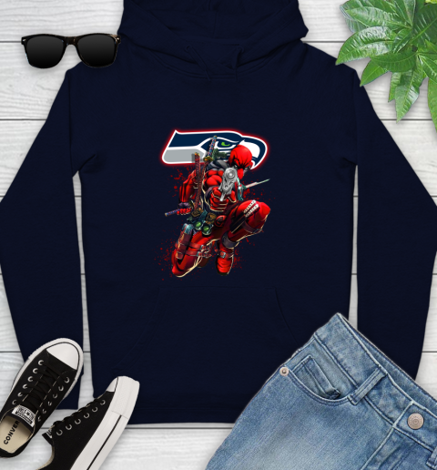 NFL Deadpool Marvel Comics Sports Football Seattle Seahawks Youth Hoodie 4