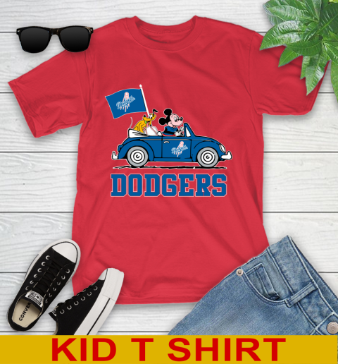 MLB Baseball Los Angeles Dodgers Pluto Mickey Driving Disney Shirt Youth T-Shirt 10
