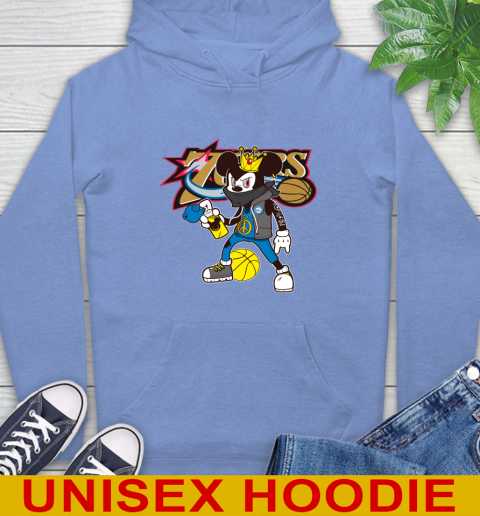 Philadelphia 76ers NBA Basketball Mickey Peace Sign Sports Hoodie 11