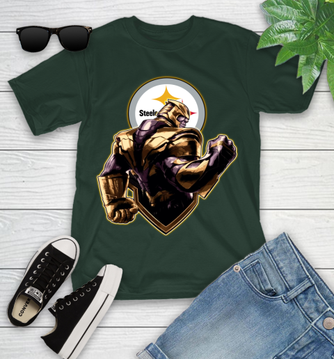 NFL Thanos Avengers Endgame Football Sports Pittsburgh Steelers Youth T-Shirt 5