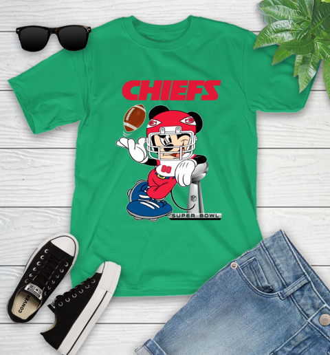 NFL Kansas city chiefs Mickey Mouse Disney Super Bowl Football T Shirt Youth T-Shirt 6