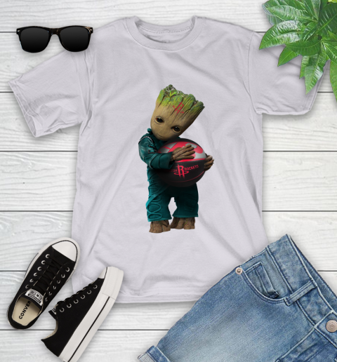NBA Groot Guardians Of The Galaxy Basketball Sports Houston Rockets Youth T-Shirt 4