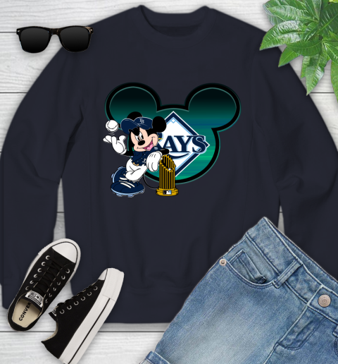 MLB Tampa Bay Rays The Commissioner's Trophy Mickey Mouse Disney Youth Sweatshirt 3