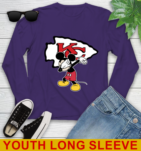 Kansas City Chiefs NFL Football Dabbing Mickey Disney Sports Youth Long Sleeve 5